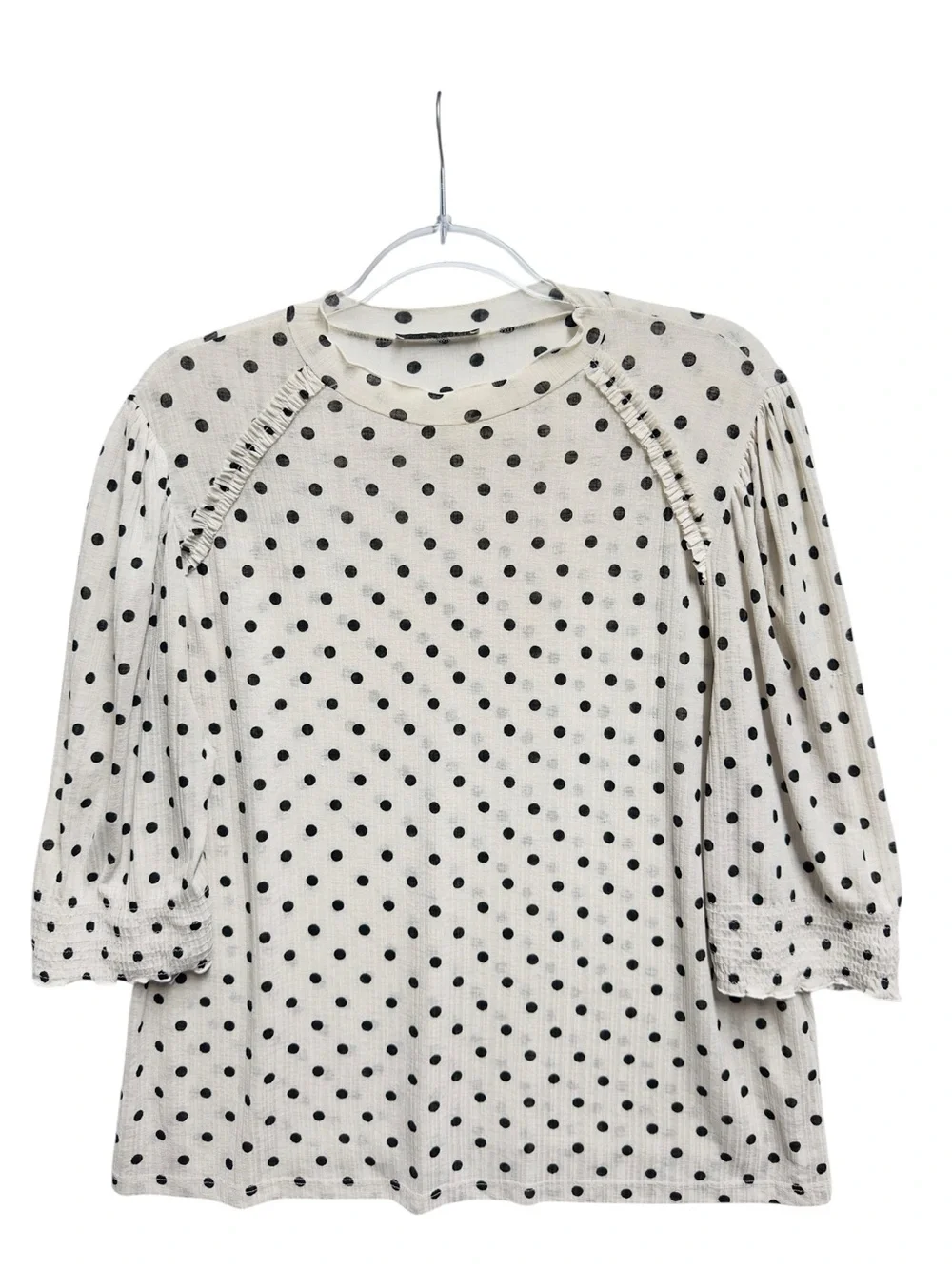 Gauzy Knit Polka Dot Blouse Top